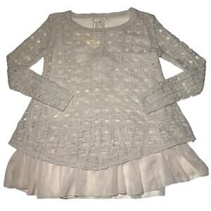 A'reve Anthropologie Cut Out Sweater Top Cream Women’s Size S/M